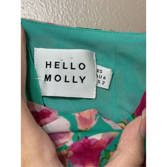 NWOT HELLO MOLLY Vivid Lights Ruched Floral Sweetheart Mini Dress Women's XS - Picture 9 of 14